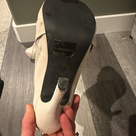 Cream 3 inch heel booties. Size 6. A few scuffs. Zippers work perfectly. - Picture 5 of 5